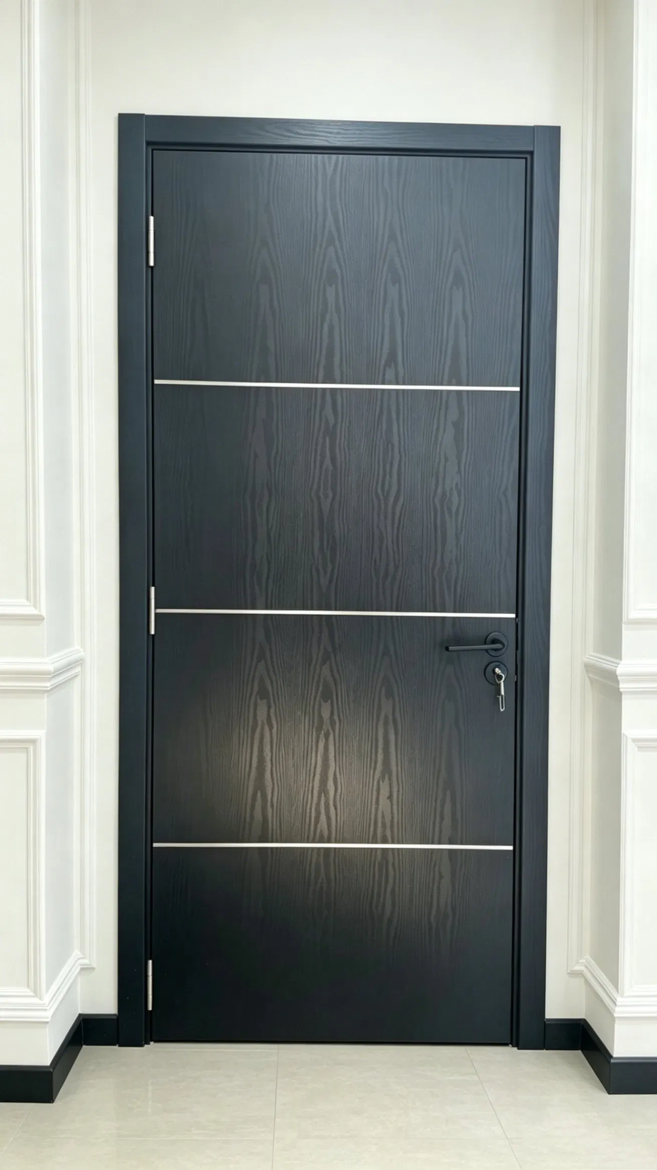 Porta de Madeira Sólida de Design Moderno para Interior, Porta de Entrada Composta para Casa, Porta Principal de Teak de Segurança, Porta Pivotante Classificada para Fogo, Venda por Atacado