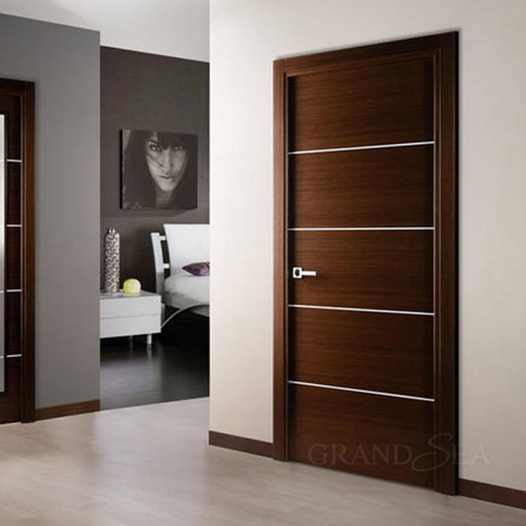 Portas internas modernas personalizadas sem moldura para quartos em madeira composta