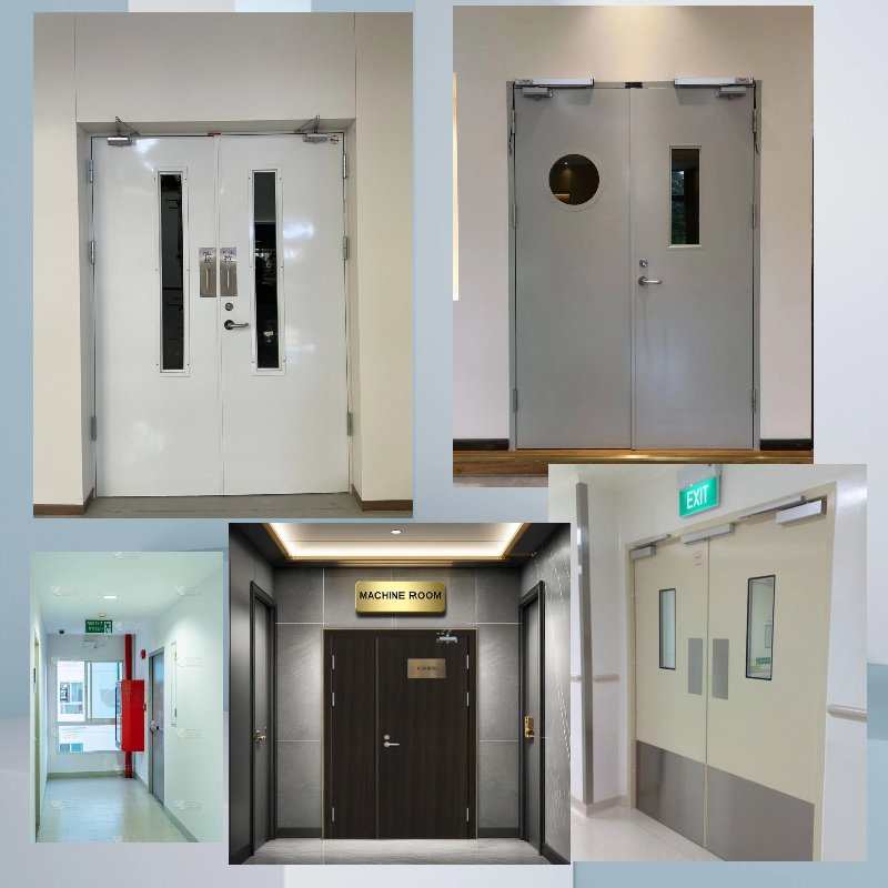 Portas de fogo personalizadas de design moderno para edifícios, portas resistentes ao fogo para hospitais, porta de aço resistente ao fogo