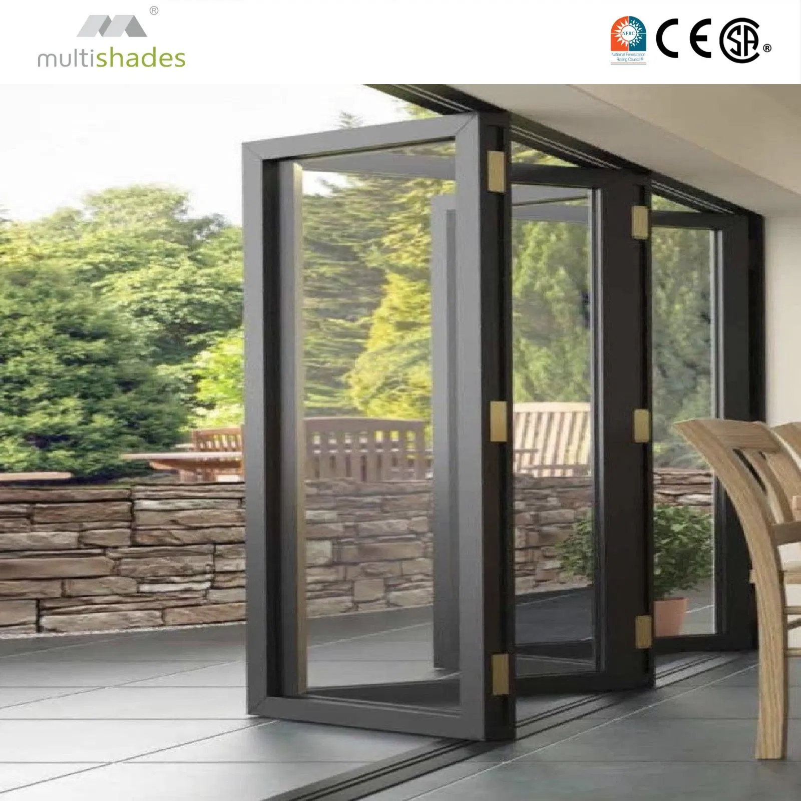 Elegantes portas de dobrar internas em estilo francês com três painéis, porta de dobrar em alumínio, porta de dobrar em PVC