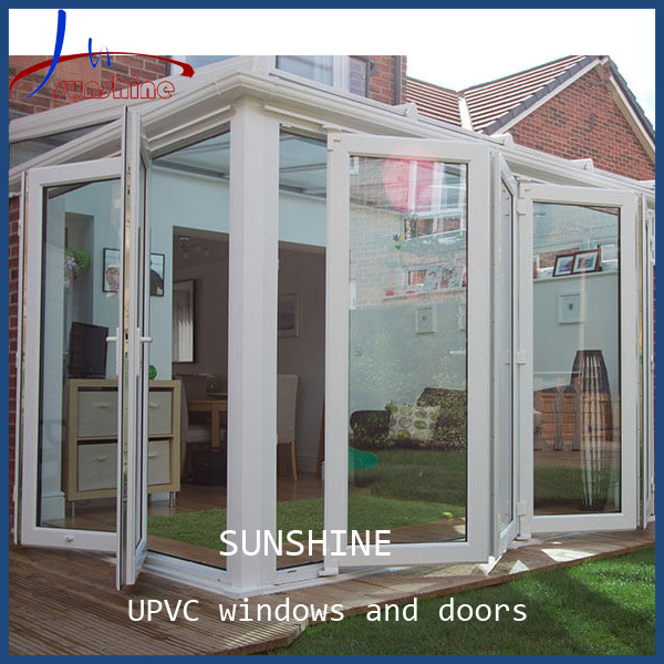 Portas de Bifolding Deslizantes Francesas Exteriores em UPVC/PVC com Vidro