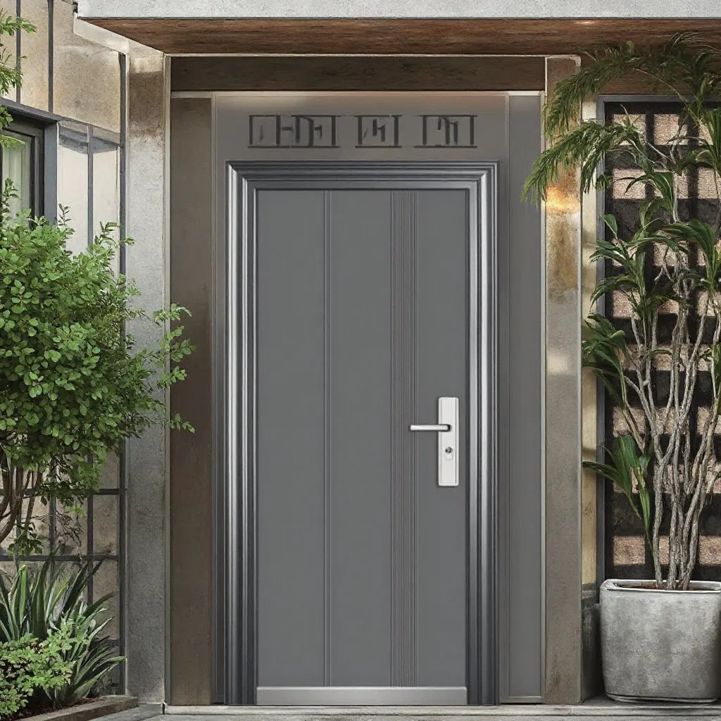 Painel de Porta de Aço Rolante Antifurto Metálico de Material Francês de Guangdong Ideal para Projeto em Zâmbia Oferecendo Entrada Resistente ao Fogo para Casa
