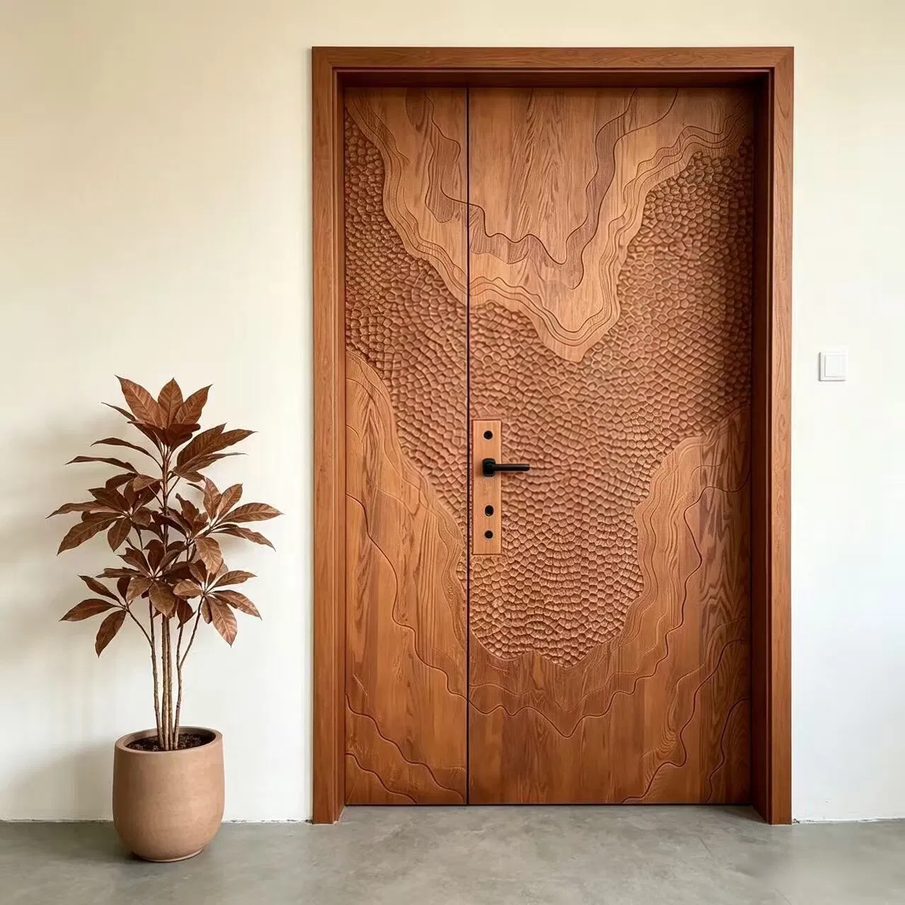 Preço de Fábrica Porta de Textura de Madeira em WPC PVC, Moderna Americana, Francesa, Nórdica, para Hotel, Apartamento, Residência, Vila, Acústica, Resistente ao Fogo e à Umidade