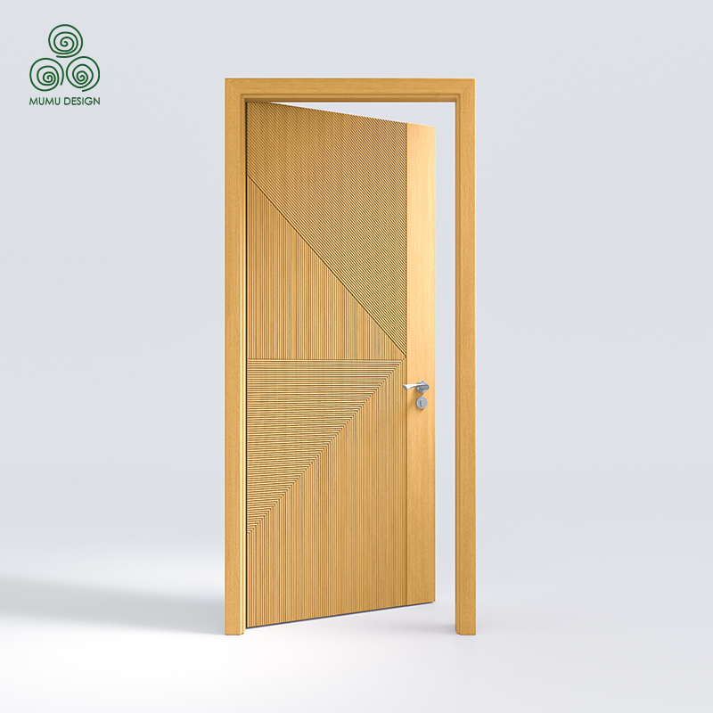 Porta de Entrada Externa de Madeira Sólida Luxuosa com Painel Gravado em Madeira Real para Apartamento de Luxo e Entrada da Casa