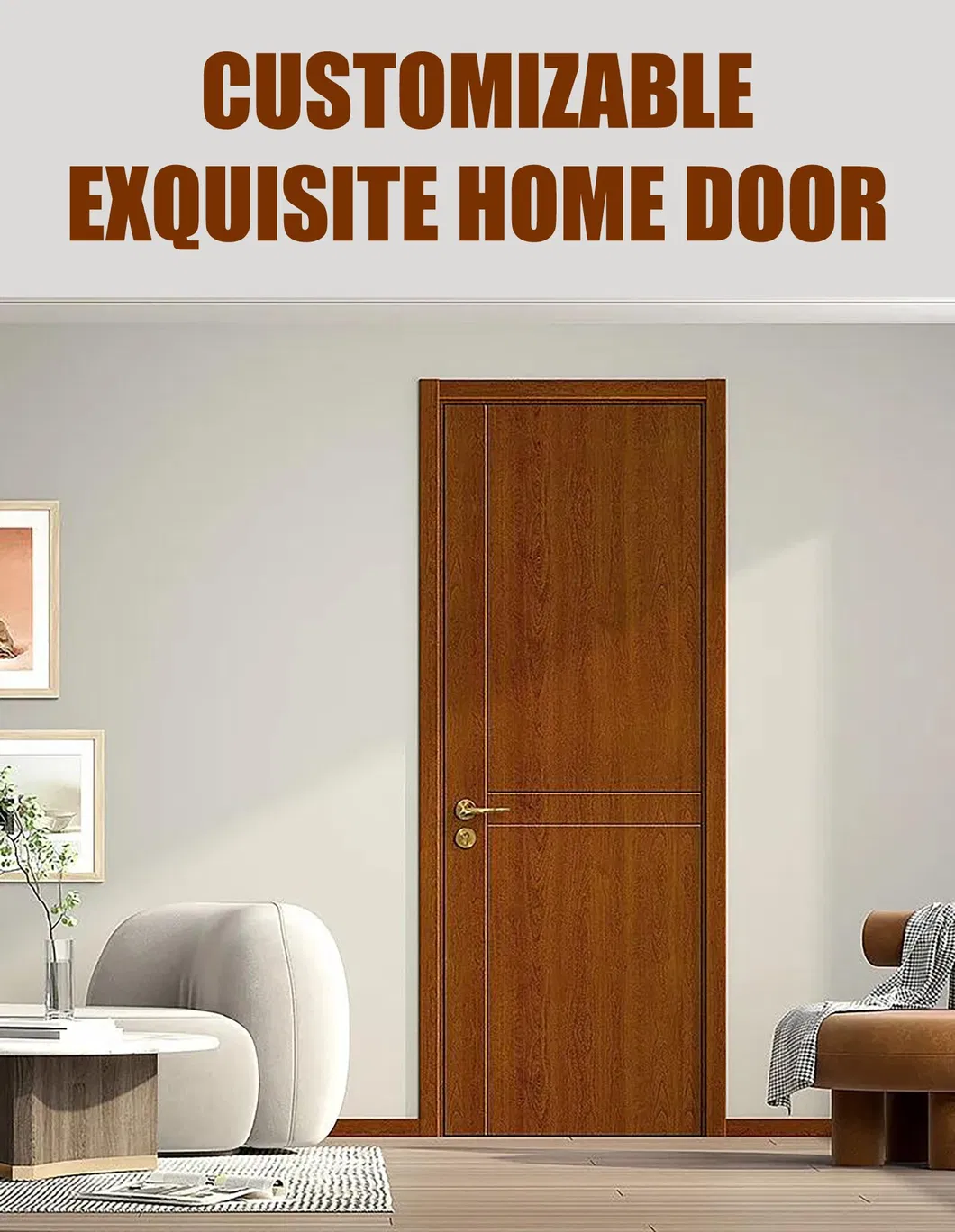 Porta HPL com Filme de PVC Acabamento Satin Estilo Creme Francês Armazenamento Multifuncional Design Livre