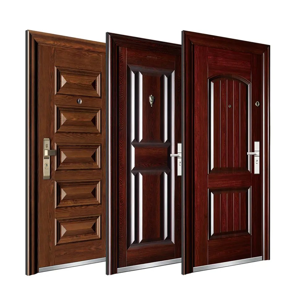 Porta de Segurança em Aço Moderna Personalizada para Villa, Função à Prova de Fogo e Antifurto, Design Luxuoso para Interior e Exterior, Porta de Aço Armado para Segurança Externa