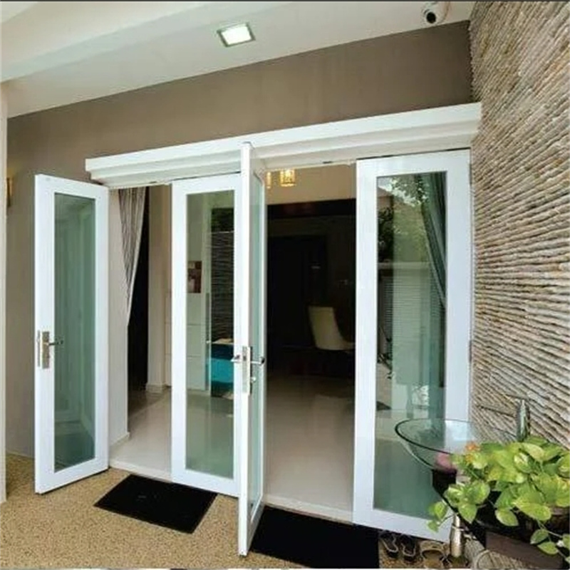 Impacto do Vento Perfil UPVC Abertura de Janela de Casamento Porta de PVC Dupla Vidro com Tela