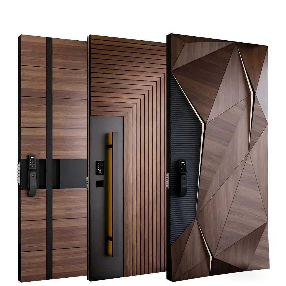 Porta de Segurança Blindada com Fechadura Inteligente de Alumínio em Painel de Aço Elegante com Estrutura de Colmeia para Casa