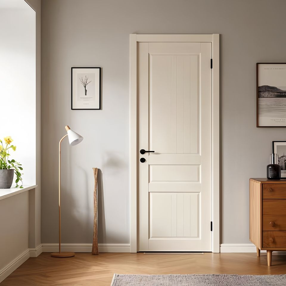 Portas de WPC laminadas em PVC preto, modernas, à prova d'água, para interiores de quartos em casas