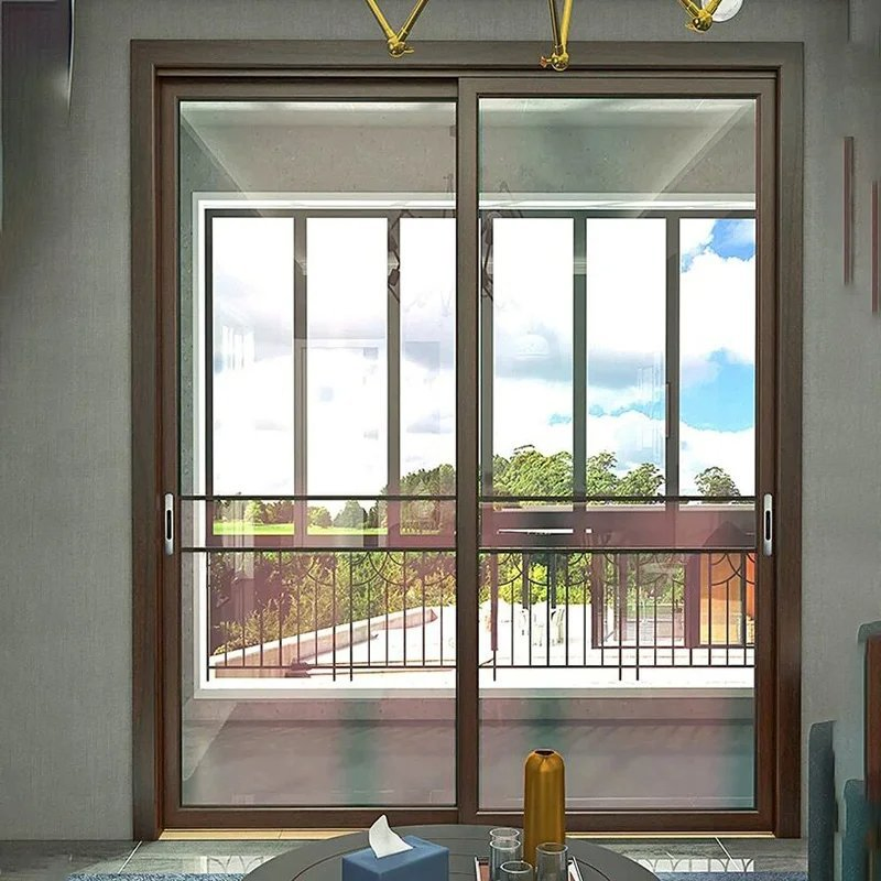 Porta de vidro dobrável com janela deslizante dupla para interiores e exteriores, porta de alumínio