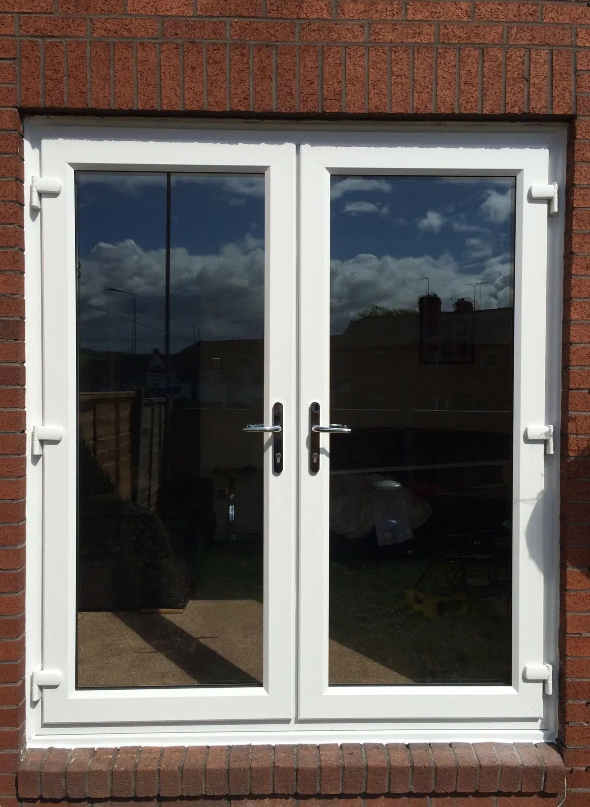 Porta Francesa de Casamento em UPVC/ PVC/ Vinil Plástico com Vidro Temperado Claro de Dupla Camada em Design Moderno