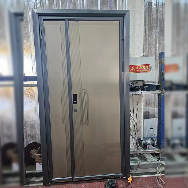 Porta de Entrada Dobrada Simples Frontal Segurança Exterior Aço Quarto Balanço Madeira Segurança Aço Inoxidável Padrão Não Fibra de Vidro PVC UPVC Alumínio
