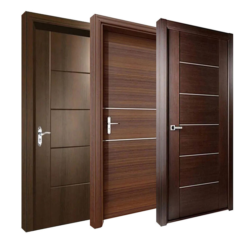 Porta interna de madeira MDF composta para quarto, porta de madeira WPC para casa