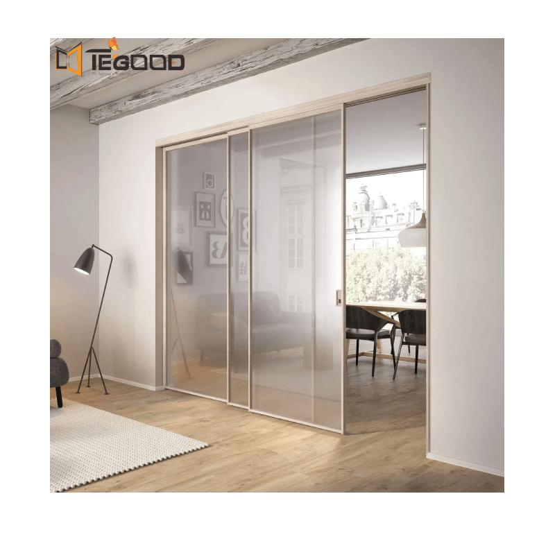 Preço de Fábrica Nova Venda por Atacado Estilo Francês Porta de Entrada de Varanda Deslizante de Vidro Temperado em UPVC PVC