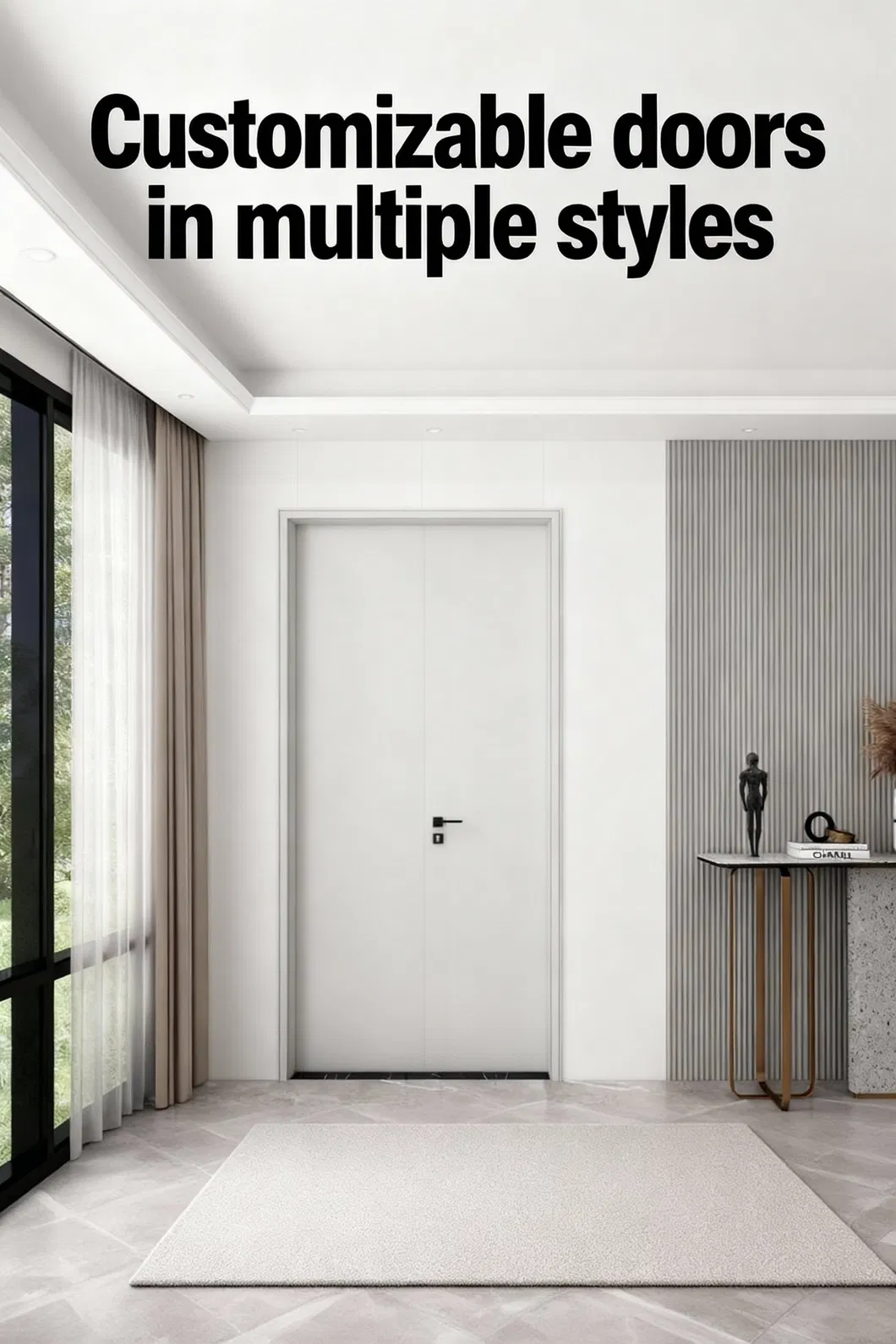 Porta HPL com Filme de PVC Acabamento Satin Estilo Creme Francês Armazenamento Multifuncional Design Livre