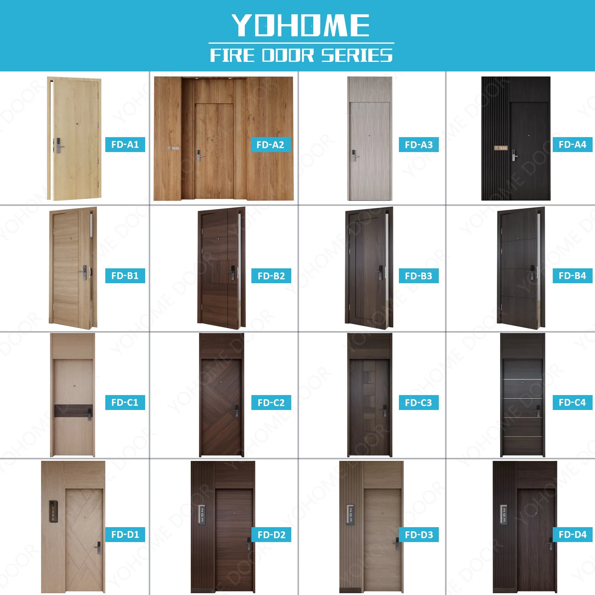 Fábrica de Portas de Madeira Contra Fogo de Alta Qualidade na China, Portas de Madeira Contra Fogo Personalizadas para Escolas, Apartamentos, Hospitais, Quartos de Hotel, Portas de Madeira Resistente ao Fogo
