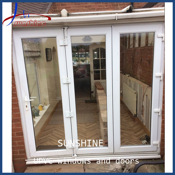 Portas de Bifolding Deslizantes Francesas Exteriores em UPVC/PVC com Vidro