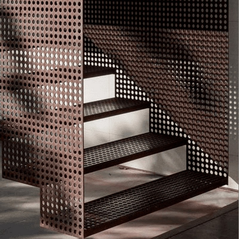 Hot Dipped Galvanized Powder Coated Steel Stainless Steel Aluminum Perforated Metal Sheet Stair Treads Customized Styles and Colors
