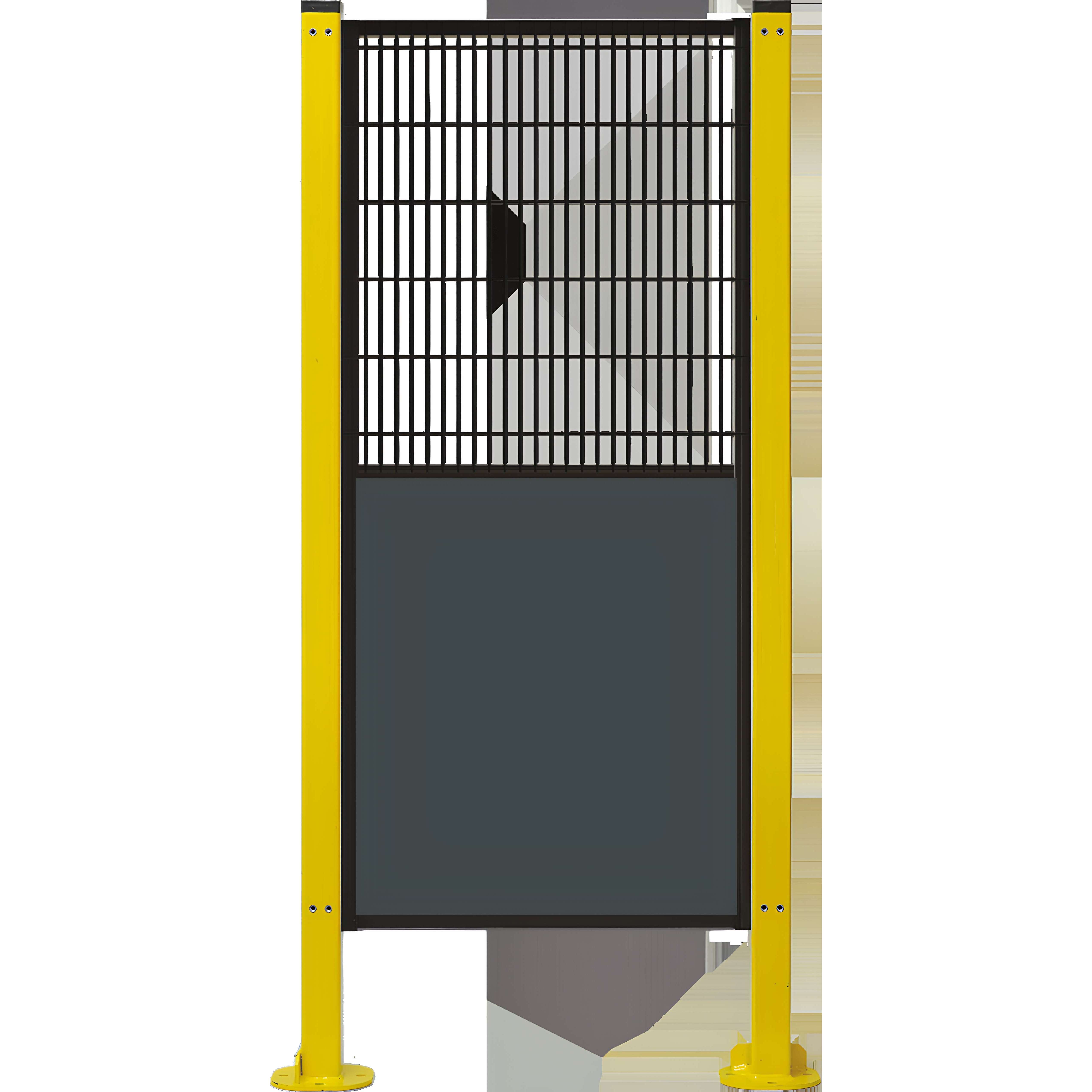 Modular Protective Fence Grid And Sheet Metal Combination