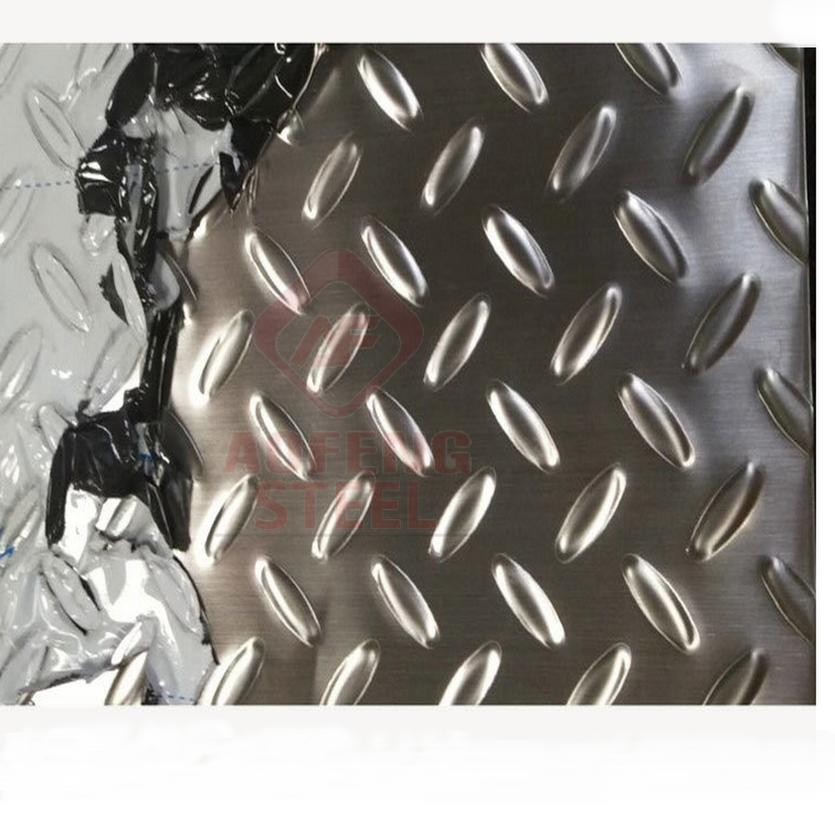 201 304 316L Series Embossed Stainless Steel Sheet Hot Rolled Floor Checker Plate 5mm Thickness HL Surface Finish DIN AISI 2B