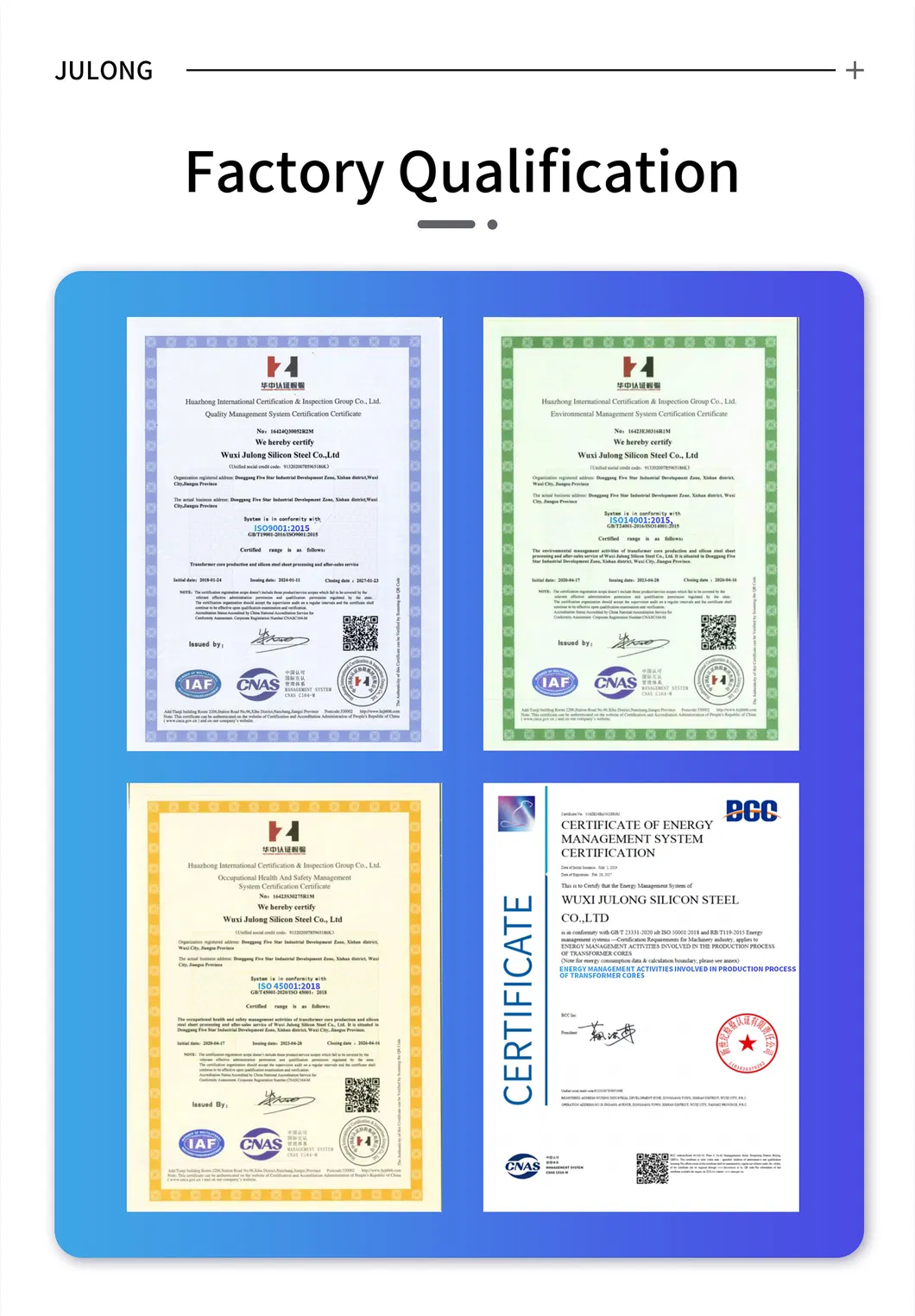 Quality Certificates