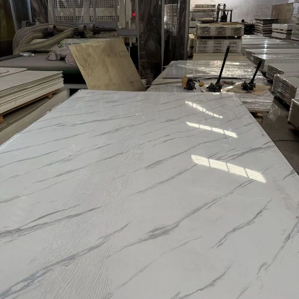 High Glossy Artificial Stone Grain UV WPC Spc Board 4X8 Decor Alternative PVC Marble Sheet 3mm Bamboo Charcole 3D Wall Panel for TV Wall Living Room Ceiling