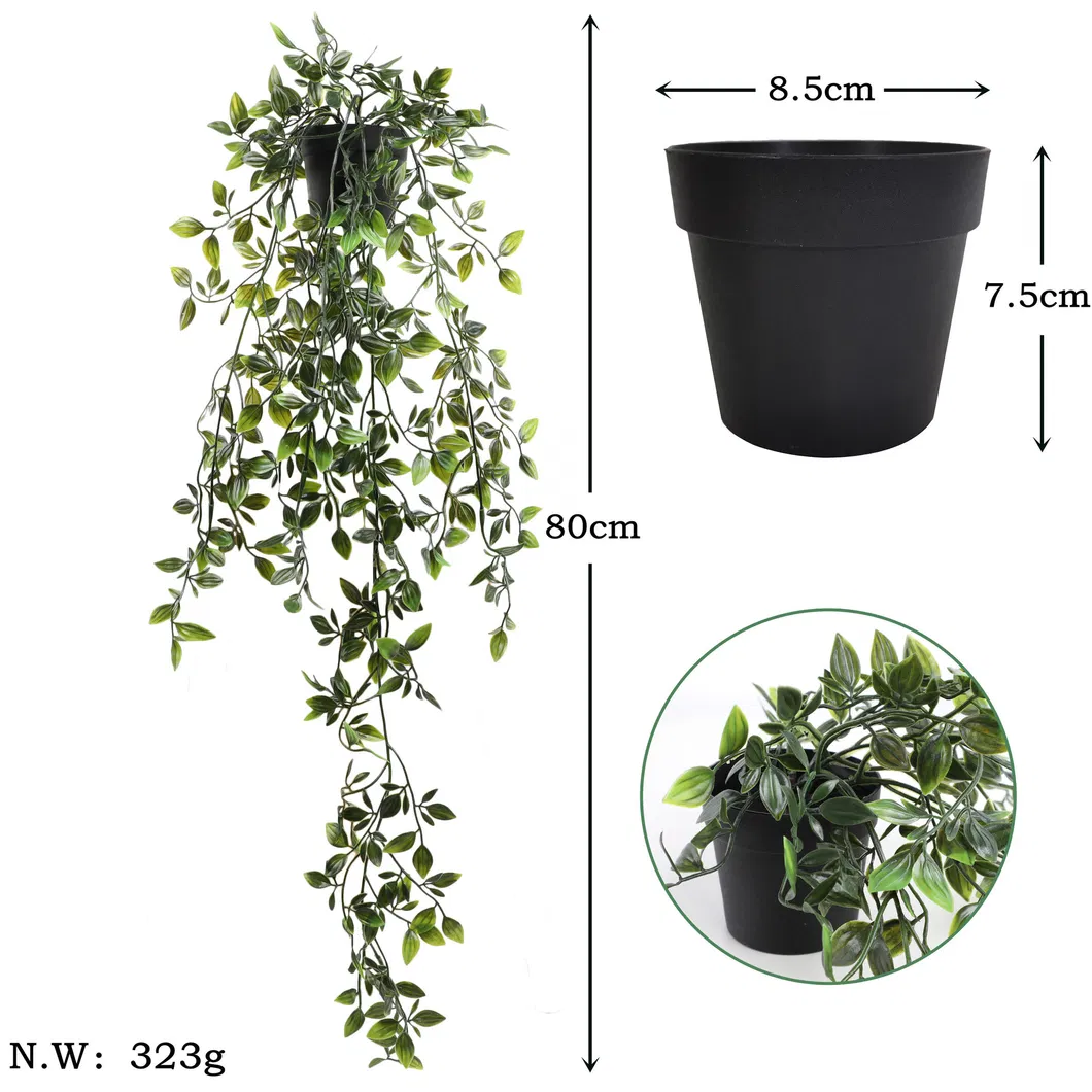 Artificial Datura Pots Faux Green Decorative Hanging Plants