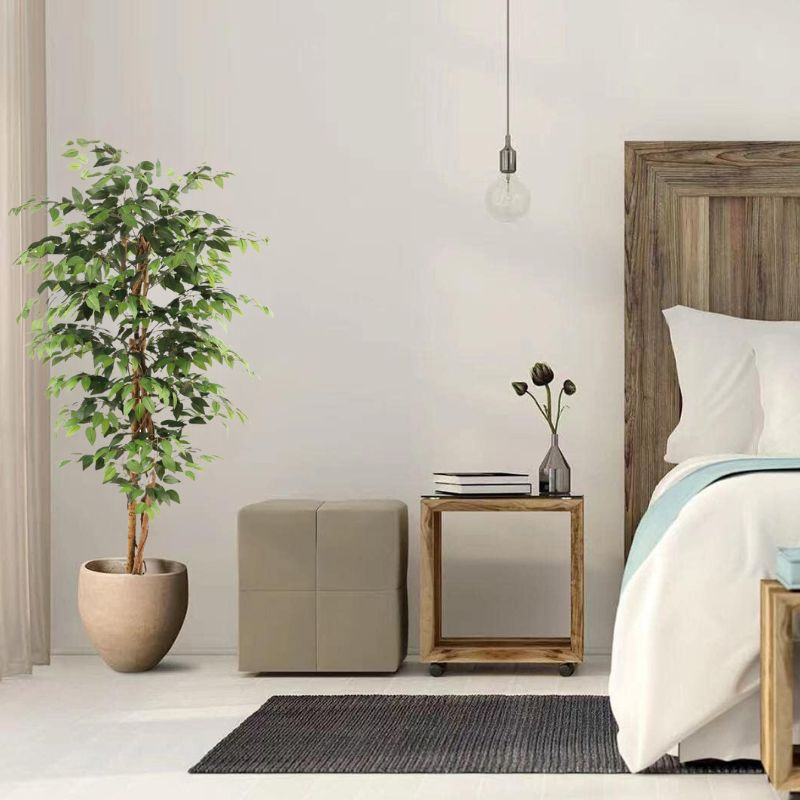 Artificial Green Ficus Tree Faux Bonsai Real Wood Trunks Artificial Banyan Tree