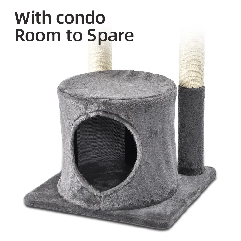 Pet Products Large Plush Adjustable Kitty Tower Removable Cat Teaser Pole Cat Tree