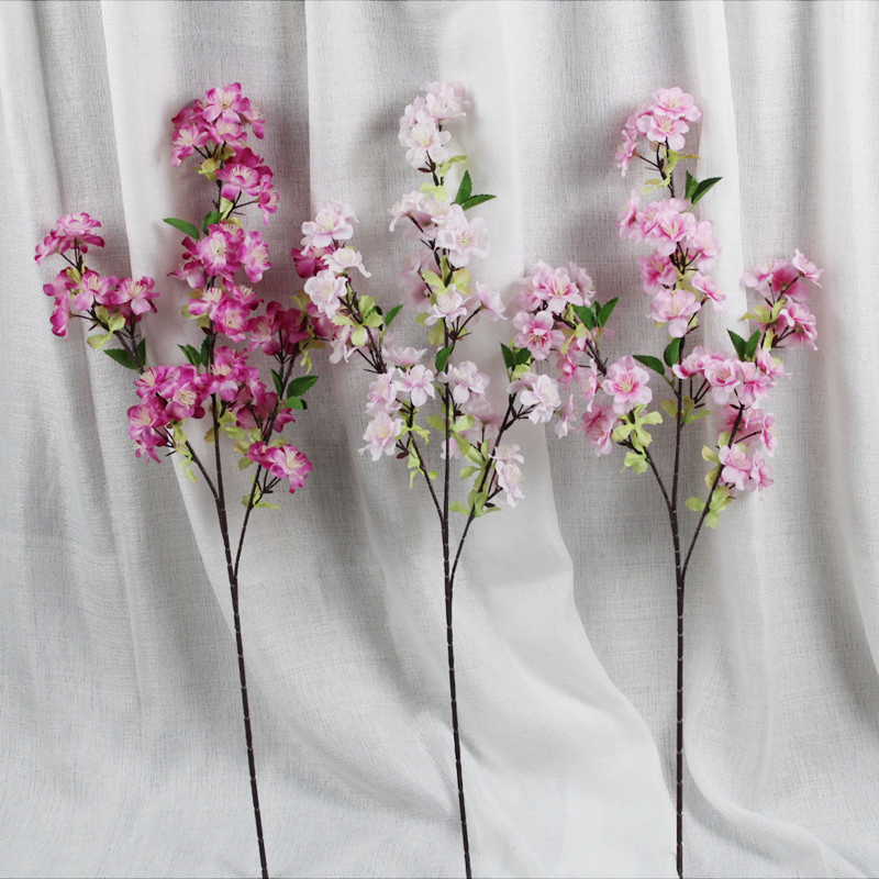 Long Stem Hanging Plum Flowers Silk Artificial Cherry Blossom Flowers for Floral Arrangement