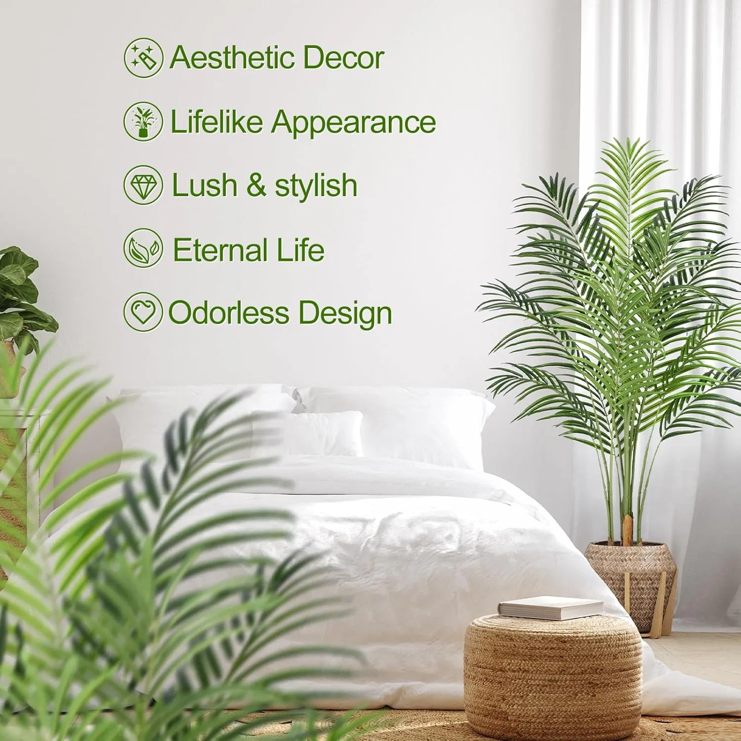 UV Protected High Simulation Artificial Plant Faux Palm Tree Decor