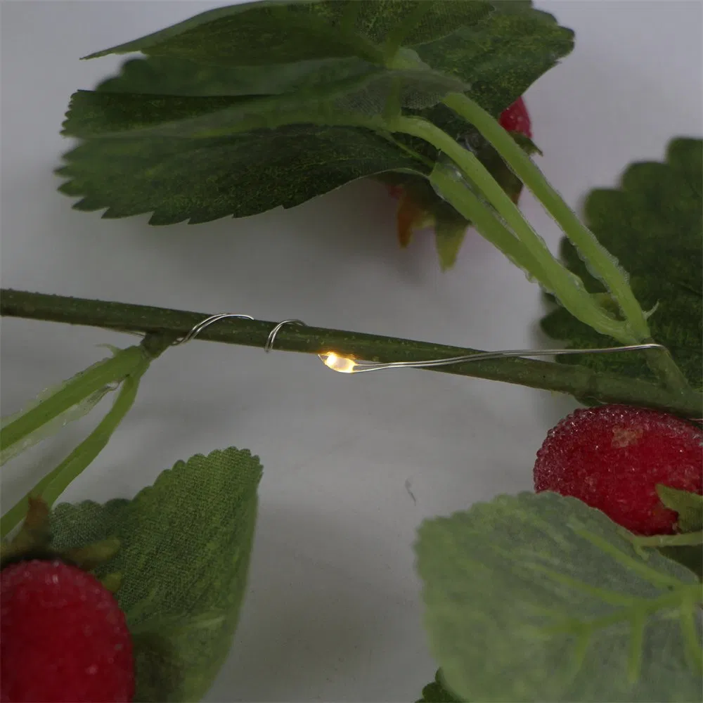 Party Decorative Artificial Hanging Plants Strawberry Fruit Garden Vine Willow Leaves