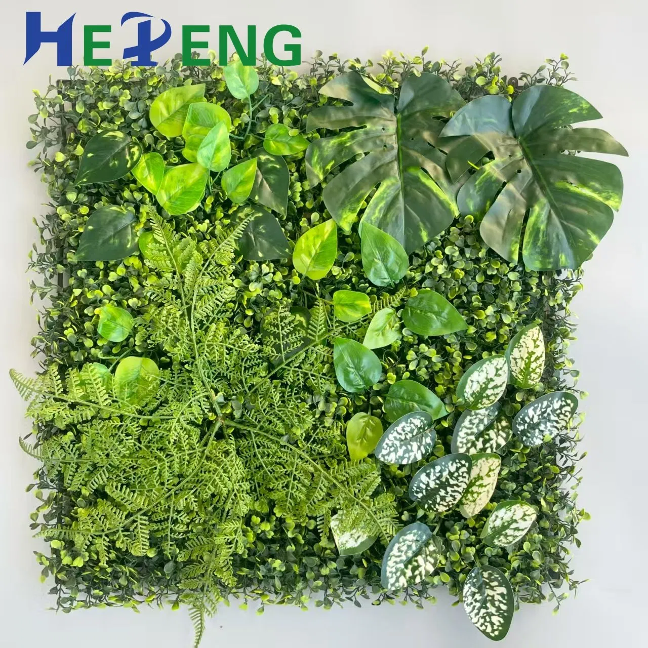 Fire Retardant Artificial Green Wall - High Density PE Material Foliage Panel for Commercial Decoration