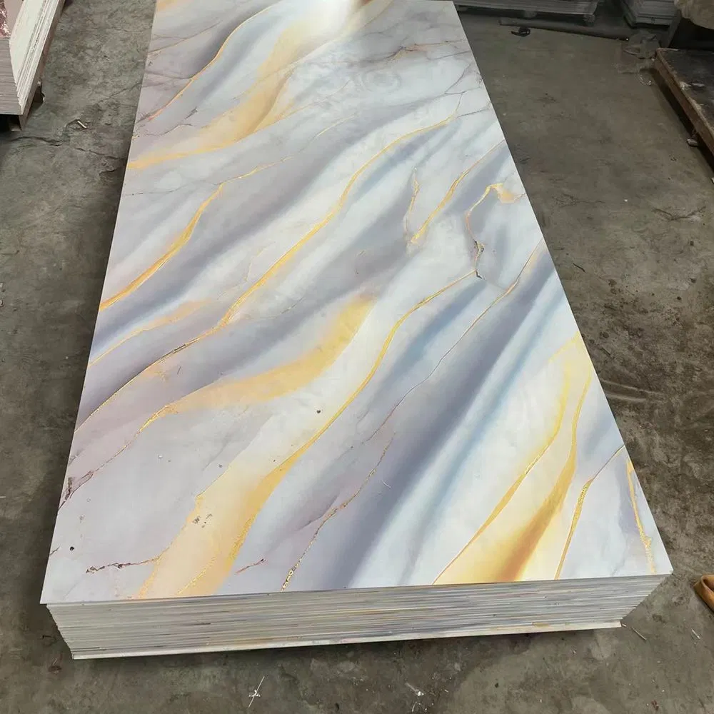 High Glossy Artificial Stone Grain UV WPC Spc Board 4X8 Decor Alternative PVC Marble Sheet 3mm Bamboo Charcole 3D Wall Panel for TV Wall Living Room Ceiling