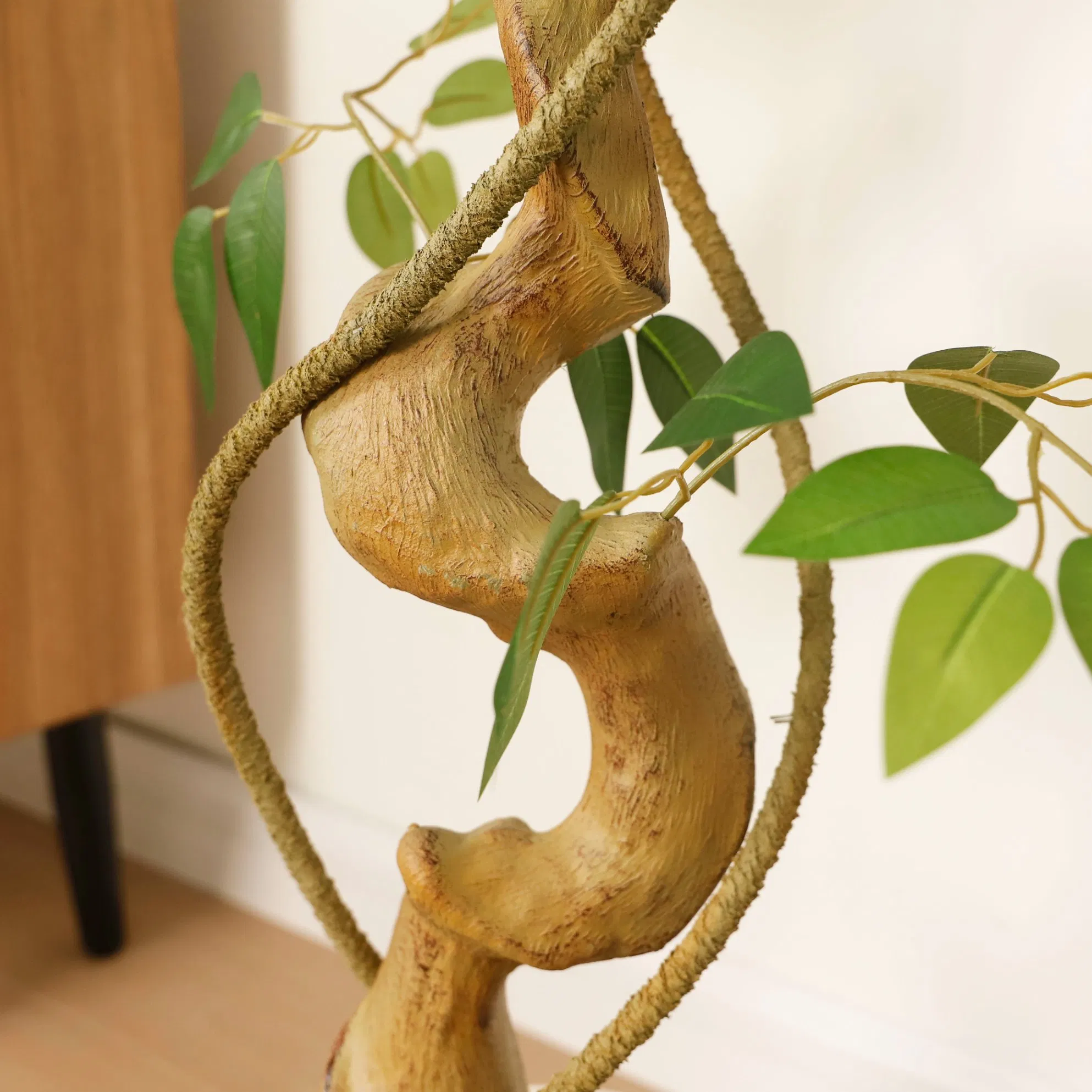 Exquisite Artificial Evergreen Tree Foliage with Twisted Trunk Faux Ficus Plant