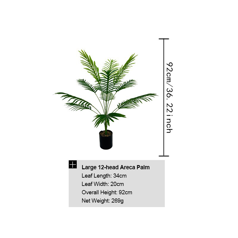 48cm-153cm Evergreen Faux Plant Bonsai Artificial Areca Palm Tree for Home Decoration