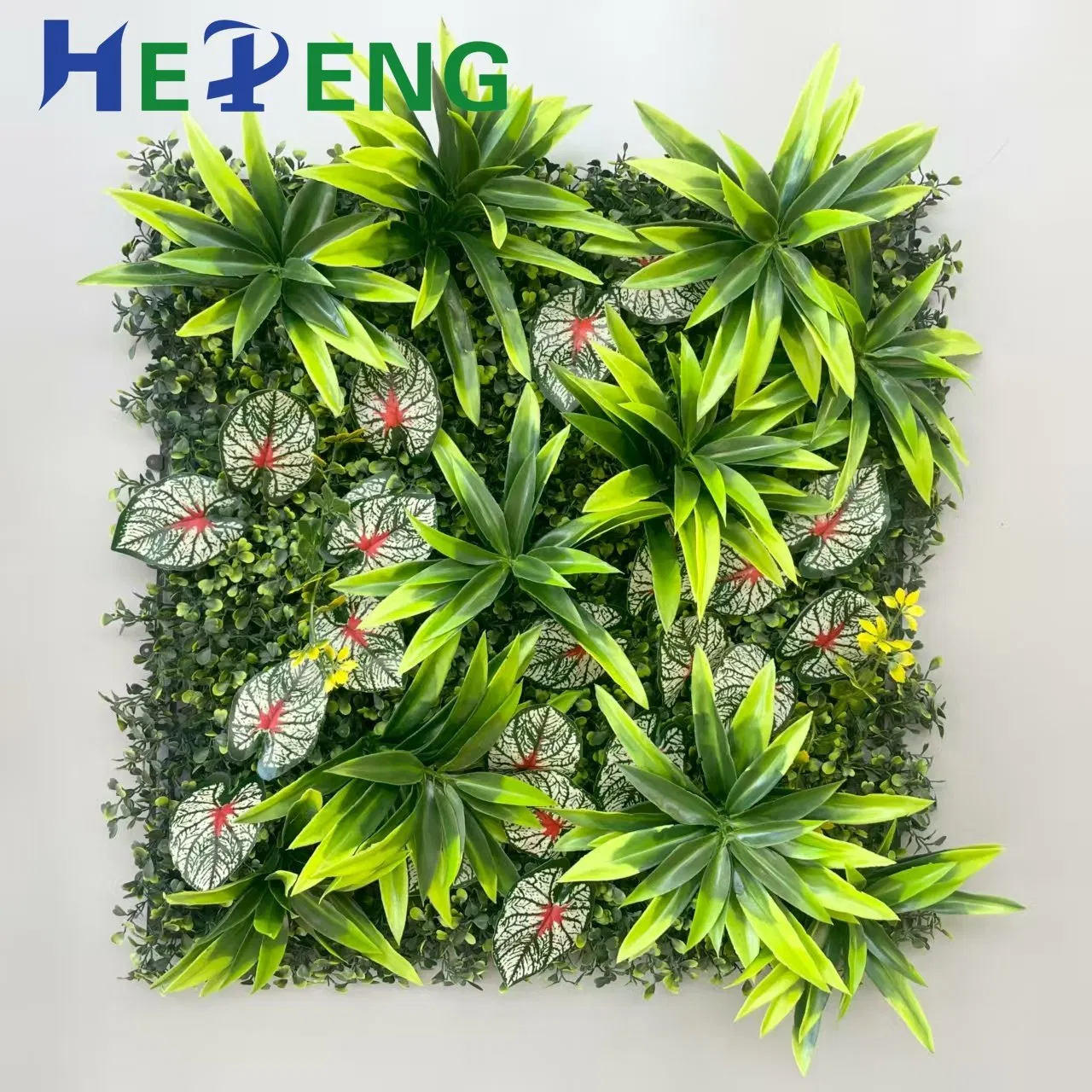 Fire Retardant Artificial Green Wall - High Density PE Material Foliage Panel for Commercial Decoration