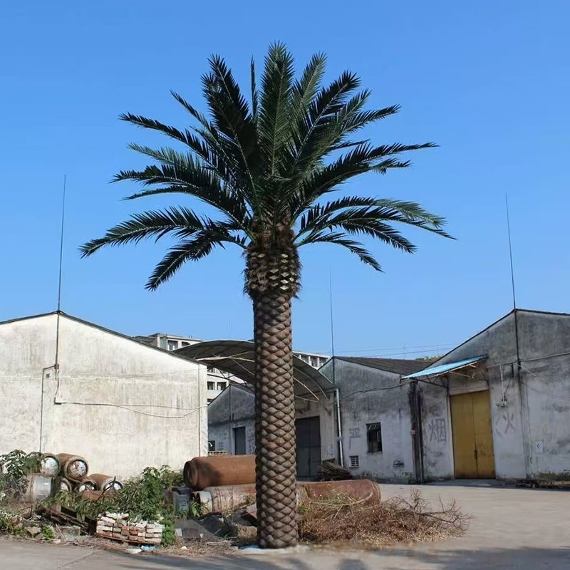 Large Outdoor Artificial Date and Coconut Palms Tree Durable Stylish Fire Retardant Faux Plants Stylish Outdoor Decoration