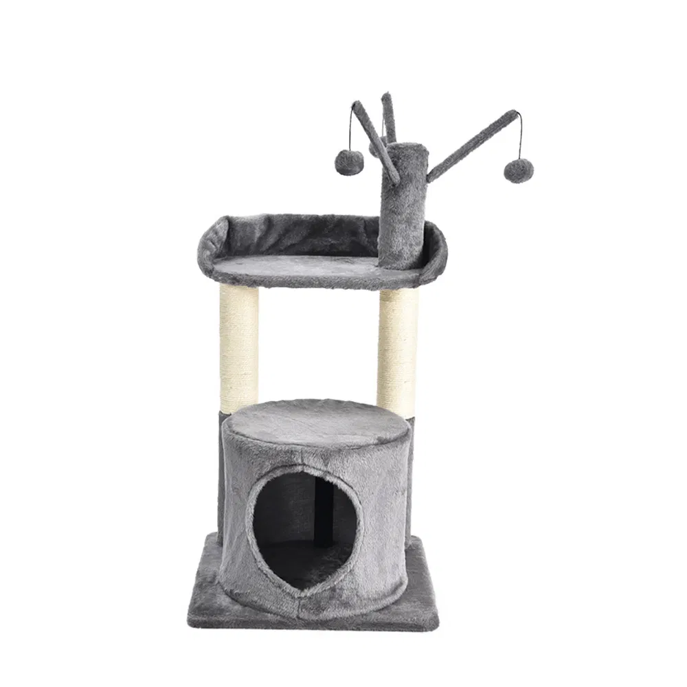 Pet Products Large Plush Adjustable Kitty Tower Removable Cat Teaser Pole Cat Tree