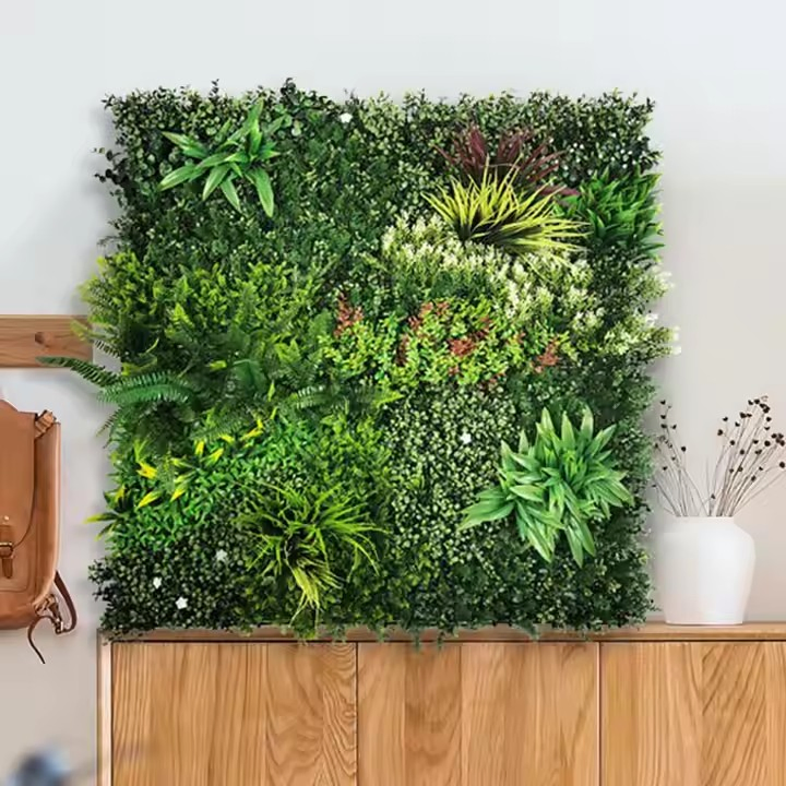 Plant Wall Grass Wall Decoration Artificial Green Plants Panel Pampas Flower Moss Fake Plastic Grass Wall Artificial