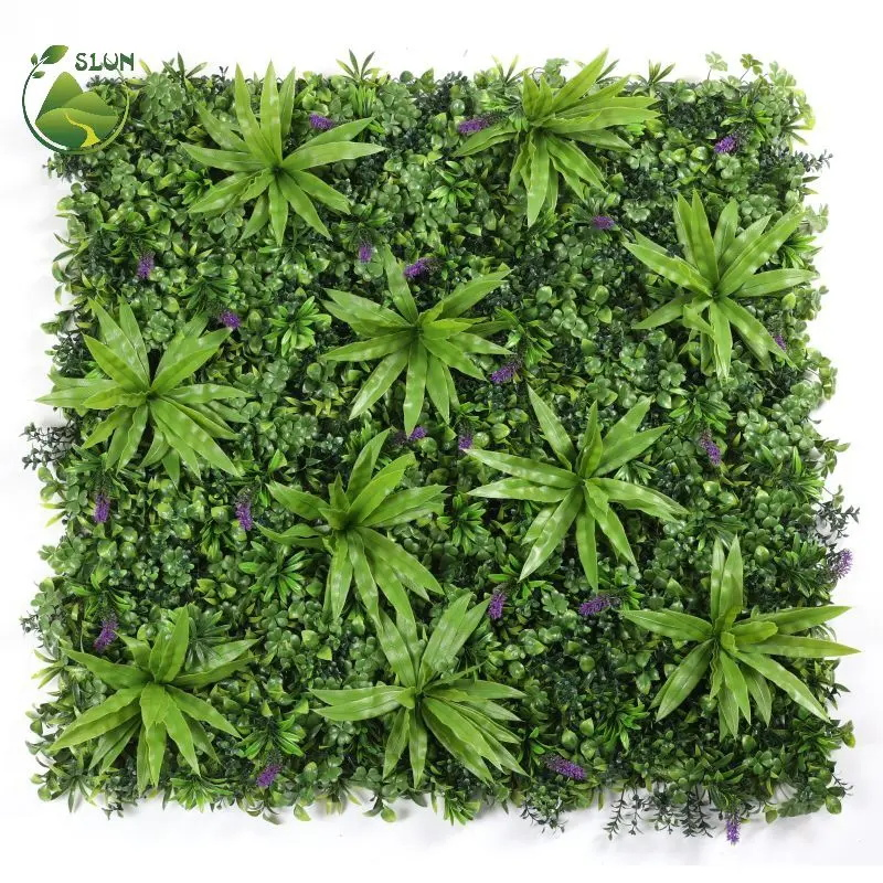 Factory Price UV Protected Vertical Garden Fence Artificial Eucalyptus Tree &amp; Green Grass Panel Outdoor Plastic Faux Plant Wall