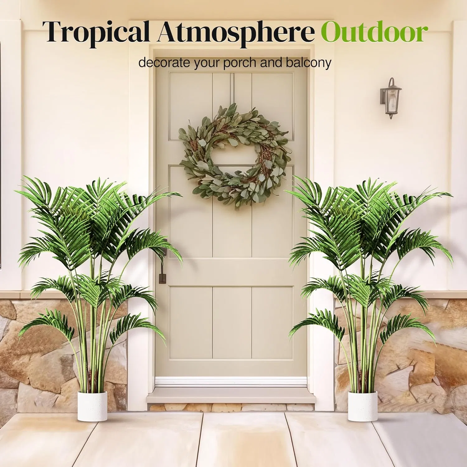 High Quality Faux Artificial Palm Tree Plants in Pot for Indoor Outdoor Modern Decoration