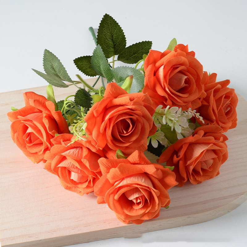 Factory Wholesale Cheap Plastic Fake Artificial Rose Wedding Art Silk Plant Heads Bouquet Artificial Arrangement Flower for Decoration