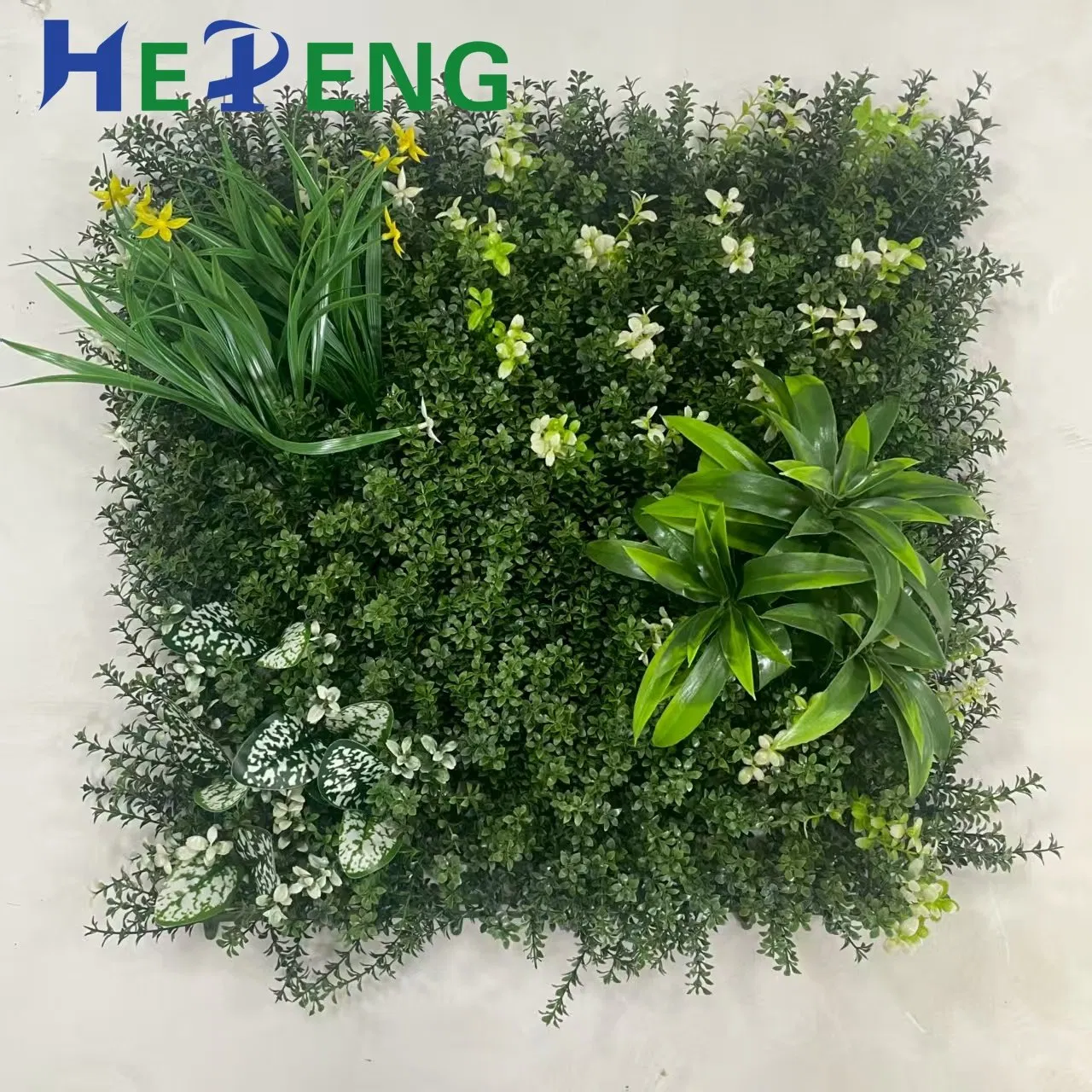 Fire Retardant Artificial Green Wall - High Density PE Material Foliage Panel for Commercial Decoration