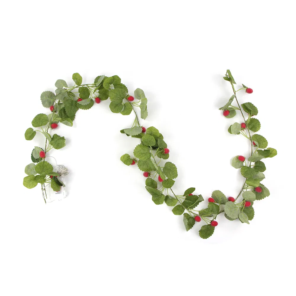 Party Decorative Artificial Hanging Plants Strawberry Fruit Garden Vine Willow Leaves