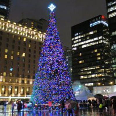 Outdoor Large Musical Dancing Felt Viator Lights Show Candle Holder Xmas Tree with Plug Light