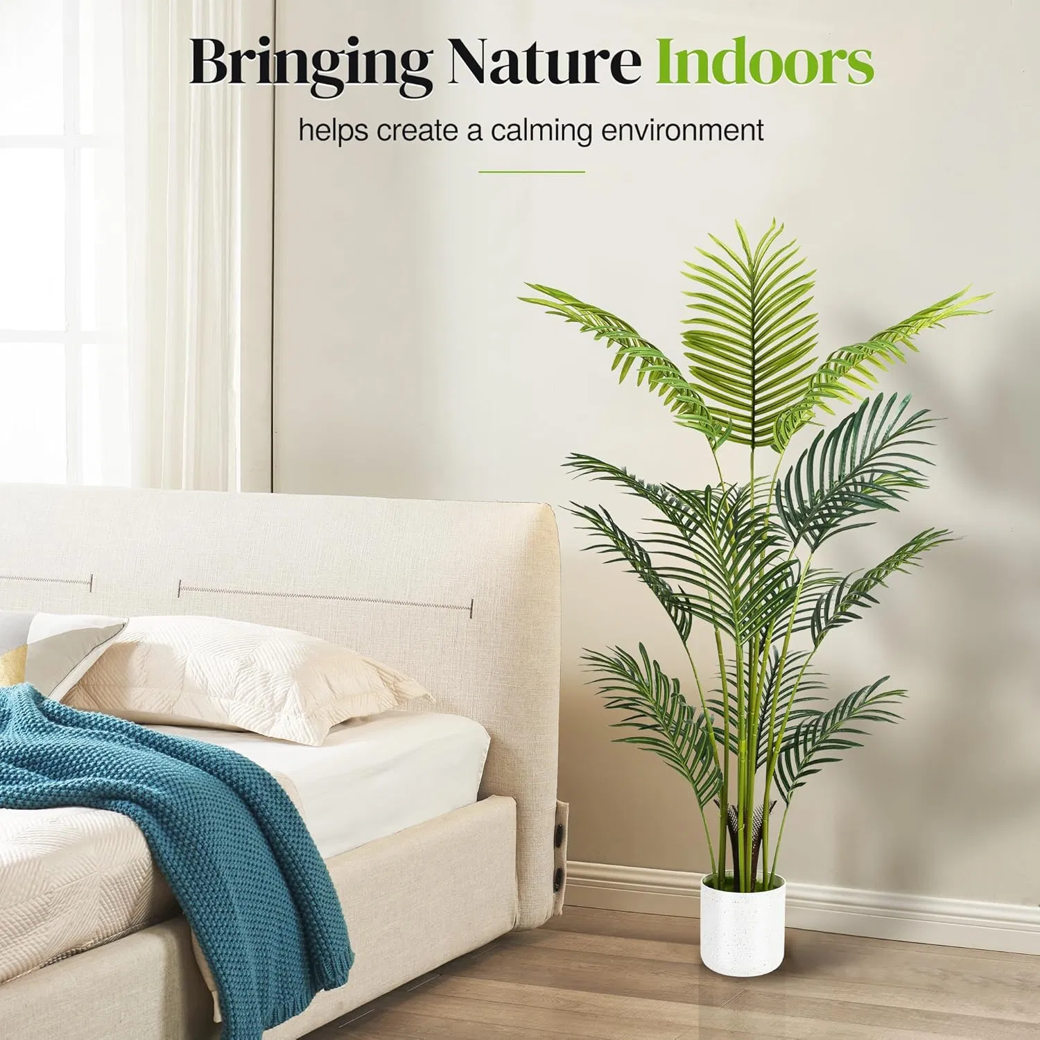 UV Protected High Simulation Artificial Plant Faux Palm Tree Decor