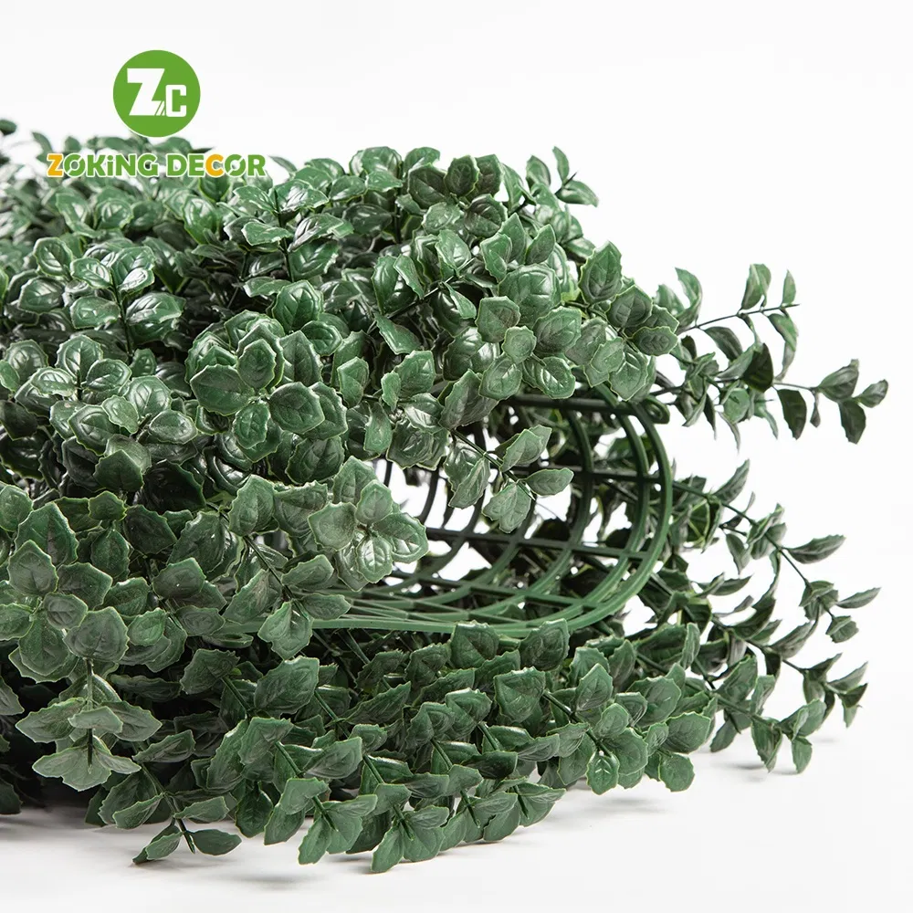 Zc Artificial Plastic Creeper Boxwood Hedge Moss Grass Indoor Plant Vertical Panels Leaves Green Wall System for Decoration