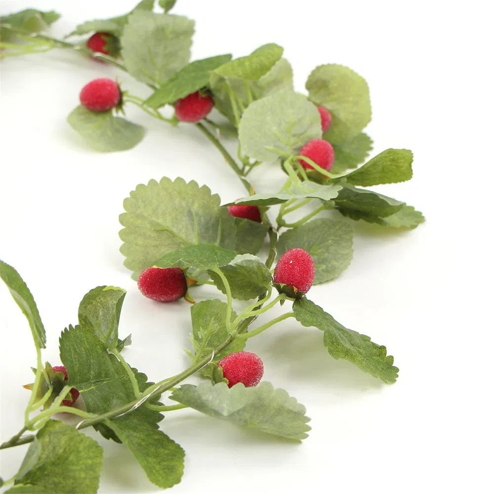 Party Decorative Artificial Hanging Plants Strawberry Fruit Garden Vine Willow Leaves