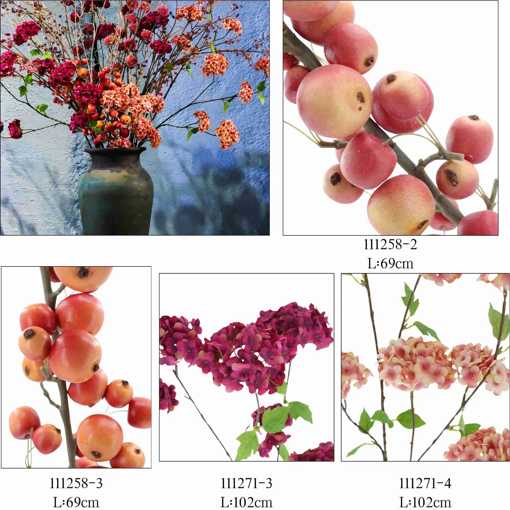 Wholesale Artificial Bushes for Garden Faux Flora Silk Flowers Plastic Flower Arrangements